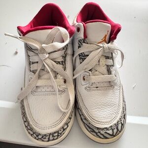 Jordan Kids White and Red Sneakers with Black Accents